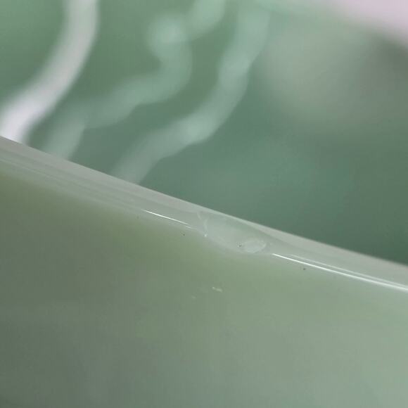 Jadeite Glass Collection Green Glass Mixing Bowl With Handle  1.25 QT - Chipped - Picture 6 of 12